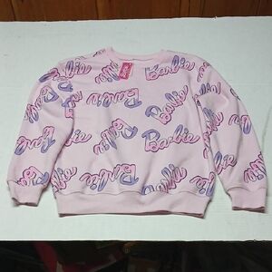 Barbie The Movie Crewneck Sweatshirt Allover Logo Print AOP Sz XS Oversized Fit